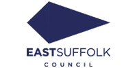 Logo of East Suffolk Council featuring a stylized blue triangular shape above the text "East Suffolk Council. ©Mobysoft