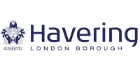 Logo of Havering London Borough Council featuring a crest on the left with a stylized design, followed by the text "Havering London Borough" in blue. ©Mobysoft