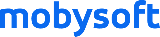 Blue lowercase text reading "mobysoft" on a transparent background. ©Mobysoft