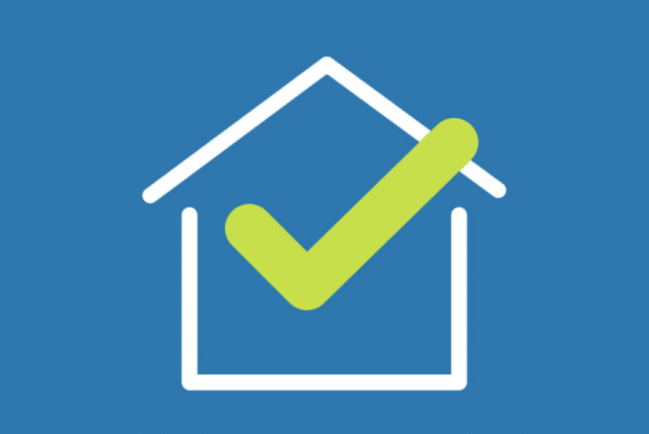 A blue background with a white outline of a house and a large green check mark inside symbolizes the Make Things Right Campaign. ©Mobysoft