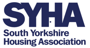 The South Yorkshire Housing Association logo showcases "SYHA" in bold, dark blue uppercase letters, with the full name elegantly displayed below in smaller font, maintaining a cohesive and professional aesthetic. ©Mobysoft